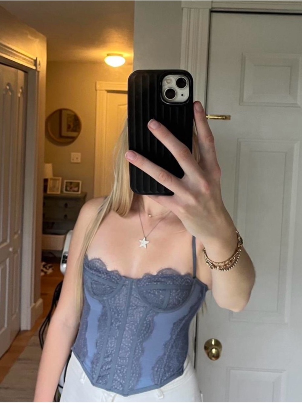 Urban Outfitters Dusty Blue corset Bralette Top
